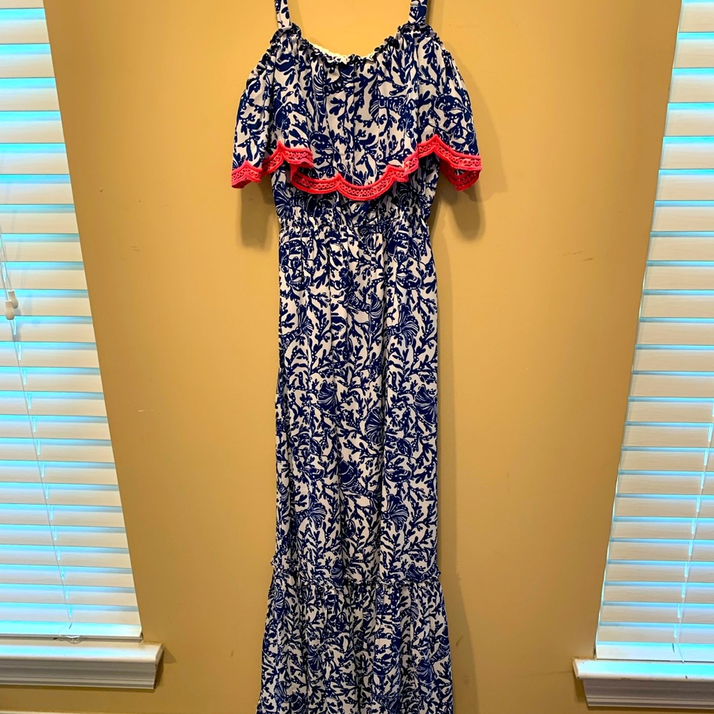 Lilly Pulitzer blue maxi lobster print dress, Size XXS (fits like 2-4)